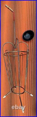 Vintage Mid Century Sputnik Brass Bamboo Atomic Umbrella Stand Holder 50's MCM