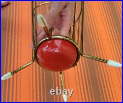 Vintage Mid Century Sputnik Brass Bamboo Atomic Umbrella Stand Holder 50's MCM