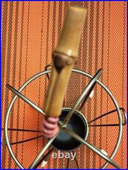 Vintage Mid Century Sputnik Brass Bamboo Atomic Umbrella Stand Holder 50's MCM
