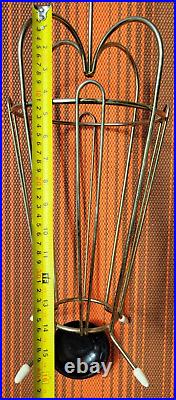 Vintage Mid Century Sputnik Brass Bamboo Atomic Umbrella Stand Holder 50's MCM
