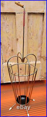 Vintage Mid Century Sputnik Brass Bamboo Atomic Umbrella Stand Holder 50's MCM