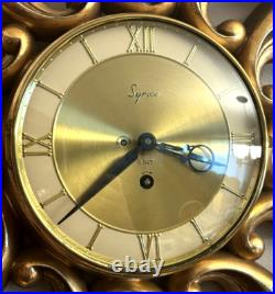 Vintage Mid Century Suroco Atomic Sunburst Key Wind 8 Day Wall Clock Works Great Vintage Mid Century Suroco Atomic Sunburst Key Wind 8 Day Wall Clock Works Great