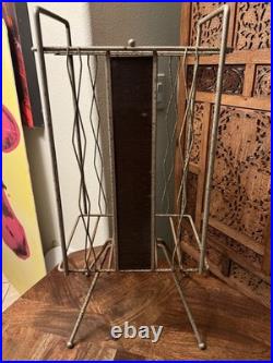 Vintage Mid Century Wire LP Stand Steel Decor Atomic Record Rack 24 inch MCM