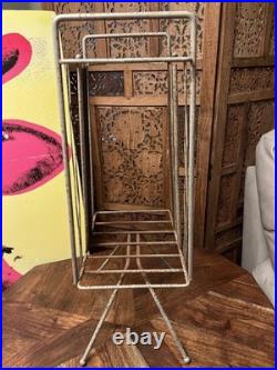 Vintage Mid Century Wire LP Stand Steel Decor Atomic Record Rack 24 inch MCM