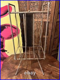 Vintage Mid Century Wire LP Stand Steel Decor Atomic Record Rack 24 inch MCM