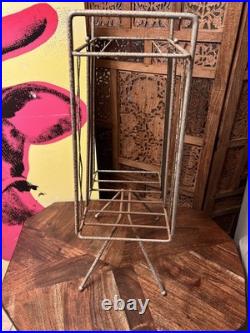 Vintage Mid Century Wire LP Stand Steel Decor Atomic Record Rack 24 inch MCM
