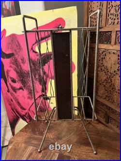 Vintage Mid Century Wire LP Stand Steel Decor Atomic Record Rack 24 inch MCM