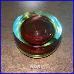 Vintage Murano Sommerso Glass Ashtray Cranberry primary MCM Atomic Italy Vintage Murano Sommerso Glass Ashtray Cranberry primary MCM Atomic Italy