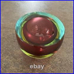 Vintage Murano Sommerso Glass Ashtray Cranberry primary MCM Atomic Italy Vintage Murano Sommerso Glass Ashtray Cranberry primary MCM Atomic Italy