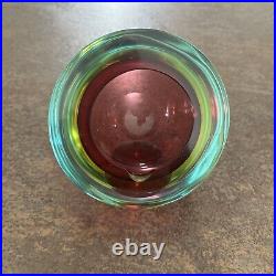 Vintage Murano Sommerso Glass Ashtray Cranberry primary MCM Atomic Italy Vintage Murano Sommerso Glass Ashtray Cranberry primary MCM Atomic Italy