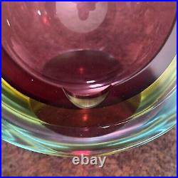 Vintage Murano Sommerso Glass Ashtray Cranberry primary MCM Atomic Italy Vintage Murano Sommerso Glass Ashtray Cranberry primary MCM Atomic Italy