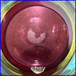 Vintage Murano Sommerso Glass Ashtray Cranberry primary MCM Atomic Italy Vintage Murano Sommerso Glass Ashtray Cranberry primary MCM Atomic Italy