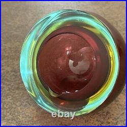 Vintage Murano Sommerso Glass Ashtray Cranberry primary MCM Atomic Italy Vintage Murano Sommerso Glass Ashtray Cranberry primary MCM Atomic Italy