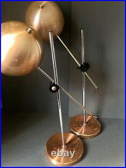 Vintage Pair Robert Sonneman Style Eyeball Lamps Atomic Mid Century