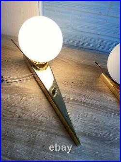 Vintage Pair Sconce Space Age Sputnik Metal Lamp Atomic Design Light Mid Century