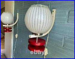 Vintage Pair of Sconce Space Age Lamp Atomic Design Light Mid Century Glass Wall