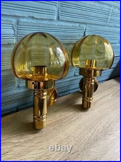 Vintage Pair of Sconce Space Age Lamp Design Light Mid Century Sputnik Gold UFO