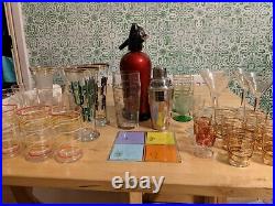 Vintage Retro Atomic Home Mid Century Cocktail Bar Cabinet & Glassware joblot