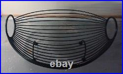 Vintage Retro MCM Mid Century Black Steel Wire Atomic Metal Fruit Bowl Basket