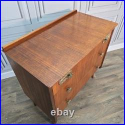 Vintage Retro Mid Century Chest Of 3 Drawers Commode Atomic Legs Teak Scandi