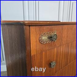 Vintage Retro Mid Century Chest Of 3 Drawers Commode Atomic Legs Teak Scandi