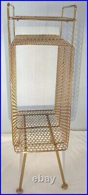 Vintage Richard Galef MCM Gold Atomic Telephone Book Record Stand Mid Century