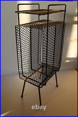 Vintage Richard Galef Mid Century Modern Atomic Black Iron Telephone Table Stand