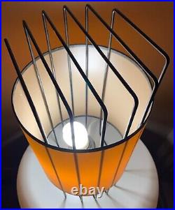 Vintage Round Black Wire Metal Cage Lamp Mid Century Modern Lighting Atomic Era