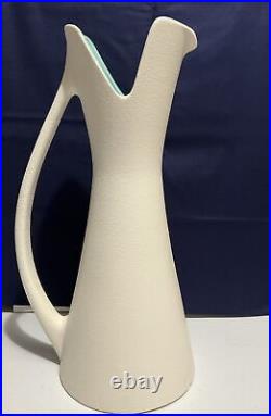 Vintage Royal Haeger Atomic Lava Mid Century White Turquoise Vase/Urn. 16H