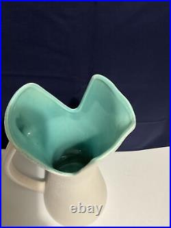 Vintage Royal Haeger Atomic Lava Mid Century White Turquoise Vase/Urn. 16H