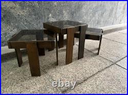 Vintage Set of 3 Nesting Coffee Tables Meblo Space Age Mid Century Atomic
