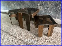 Vintage Set of 3 Nesting Coffee Tables Meblo Space Age Mid Century Atomic