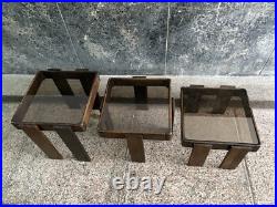 Vintage Set of 3 Nesting Coffee Tables Meblo Space Age Mid Century Atomic