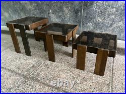 Vintage Set of 3 Nesting Coffee Tables Meblo Space Age Mid Century Atomic