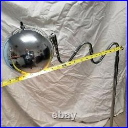 Vintage Space Age Atomic Adjustable Eyeball Chrome Orb Pole Floor Lamp Wave