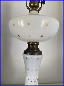 Vintage Space Age Atomic Starburst? Milk Glass Mid Century Modern Table Lamp