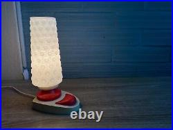 Vintage Space Age Opaline Glass Table Lamp Mid Century Atomic Design Light