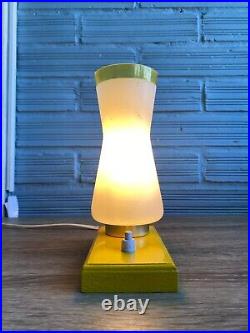 Vintage Space Age Opaline Glass Table Lamp Mid Century Atomic Design Light