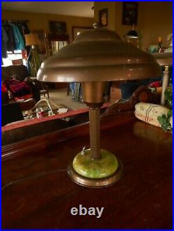 Vintage Tanker Mid Century Metal Atomic Mushroom Table Lamp 1940's 1950's Works