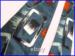 Vintage Tie Necktie 1940s 1950s Teal! Atomic Modern Art Satin Mid-century Nt48