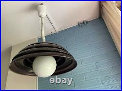 Vintage UFO Beehive Mid Century Pendant Space Age Lamp Atomic Design Light Metal
