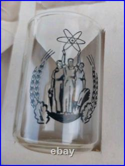 Vintage USSR Atomic Set of VODKA Glasses Mid Century Soviet Set