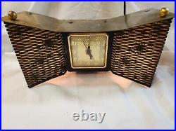 Vintage United Bowtie 340 Atomic Lamp Clock Working Mid Century