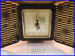 Vintage United Bowtie 340 Atomic Lamp Clock Working Mid Century