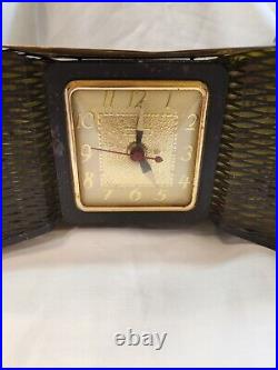 Vintage United Bowtie 340 Atomic Lamp Clock Working Mid Century