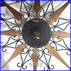 Vintage Welby Mid Century Atomic Sunburst Wall Clock 25x25 TESTED