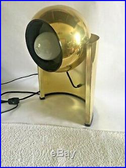 Vintage mod 1970s Brass Eyeball Lamp Spotlight Mid Century Modern Atomic Table