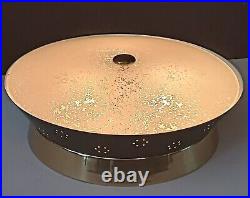 Vintaget 1950s 60s Mid Century Retro Atomic Light Fixture Flush Glass Black Gold
