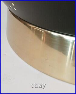 Vintaget 1950s 60s Mid Century Retro Atomic Light Fixture Flush Glass Black Gold