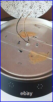 Vintaget 1950s 60s Mid Century Retro Atomic Light Fixture Flush Glass Black Gold